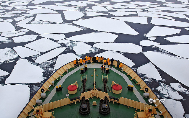 Viewing the frozen seas aboard the Kapitan Khlebnikov. 