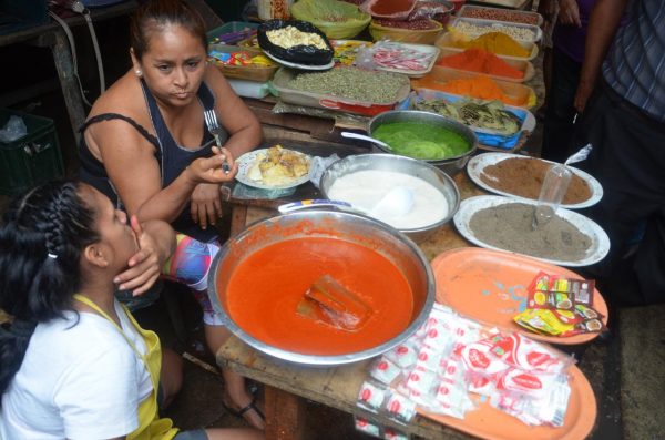 Goods in dishes on a table