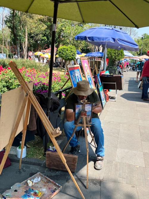 Artist working at Market Coyoacán Mexico City
