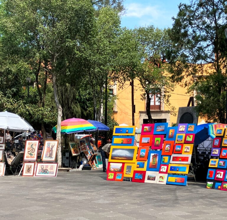 Artists paintings at Coyoacan Sunday market